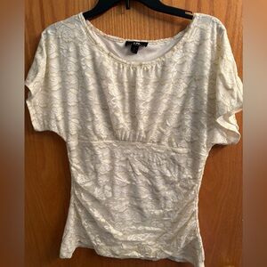 I.N. San Francisco Cream Lace Short Sleeve Top Sz XL (juniors)